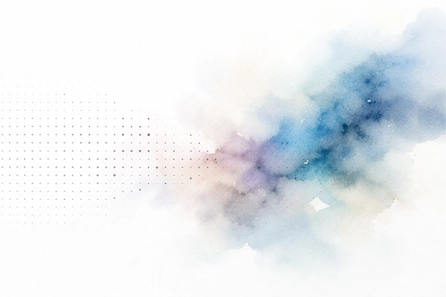 Abstract watercolor image of a grid of small dots dissolving into blue and violet mist, suggesting the shift from countable order to uncountable possibility.